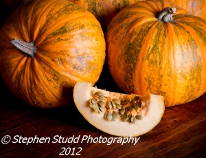 Lady Godiva Pumpkin showing naked seeds